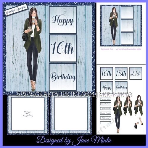 7X7 - BIRTHDAY GIRL MINI KIT 3 - WITH AGES 16, 18 AND 21.