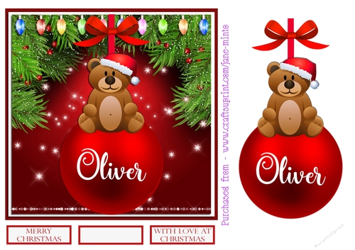 OLIVER - CHRISTMAS BAUBLE QUICK CARD