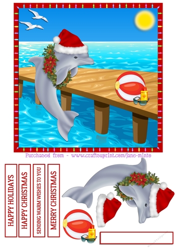 CHRISTMAS DOLPHIN WITH WREATH