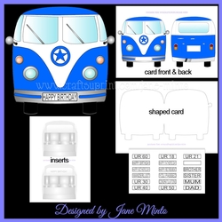 BLUE CAMPER VAN - SHAPED CARD