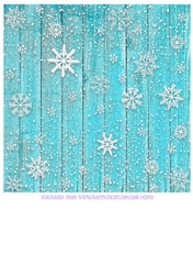 SNOWFLAKES ON BLUE WOOD