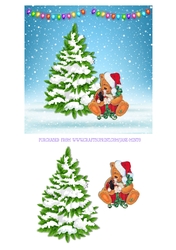 CHRISTMAS TEDDY & DOG