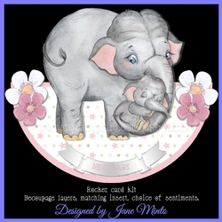 ELEPHANT & BABY ROCKER CARD - PINK