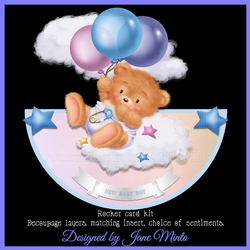BABY BOY BEAR ROCKER CARD