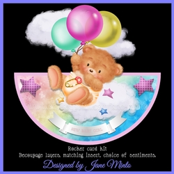 BABY GIRL BEAR ROCKER CARD