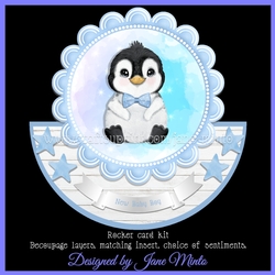 BABY BOY PENGUIN rocker card