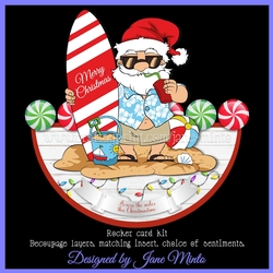 SURFING SANTA rocker card