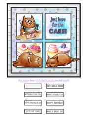 JUST HERE FOR THE CAKE quick card
