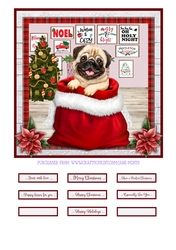 CHRISTMAS PUPPY - PUG - quick card