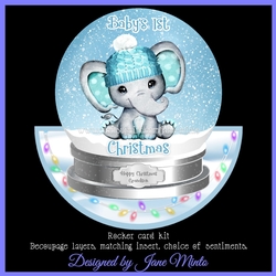 BABYS FIRST CHRISTMAS BLUE - rocker card
