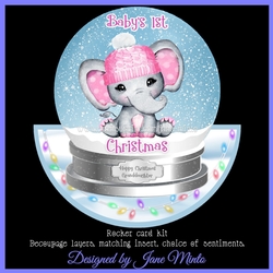 BABYS FIRST CHRISTMAS PINK - rocker card