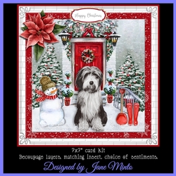 CHRISTMAS DOOR - BEARDED COLLIE