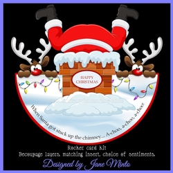 SANTA STUCK IN THE CHIMNEY rocker card