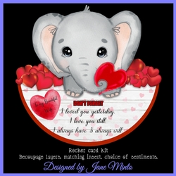 LOVEHEART ELEPHANT rocker card