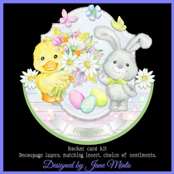 EASTER FRIENDS WITH FLOWERS rocker card
