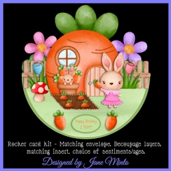 BUNNY HOUSE rocker card - birthday or Easter