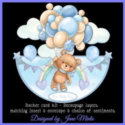 TEDDY BALLOONS - BLUE rocker card