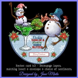 BLITZEN SNOWMEN rocker card