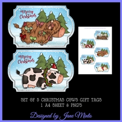CHRISTMAS COWS GIFT TAGS - SET OF 5