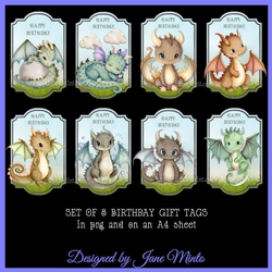 DRAGON BIRTHDAY GIFT TAGS