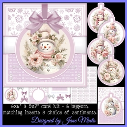 5x7 & 6x6 PINK ROSE SNOWMEN