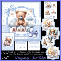 NEW BABY BEARS - BOY bumper kit - with decoupage