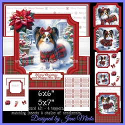 CHRISTMAS TARTAN DOGS - Papillon dogs