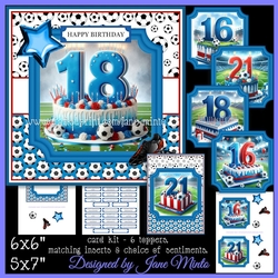BIRTHDAY AGES 16,18,21 RED, WHITE, BLUE -  FOOTBALL