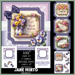 MIXED GREETINGS SET 6X6 - anniversary, birthday, get well, thank you
