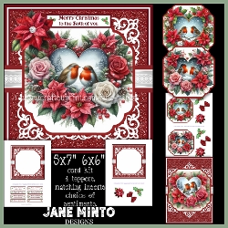 CHRISTMAS HEART ROBINS 6x6 & 5x7