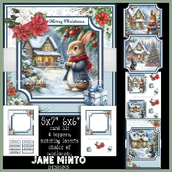 CHRISTMAS BUNNY HOUSE 6x6 5x7