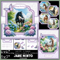 HYDRANGEA HORSES 5x7 6x6 request