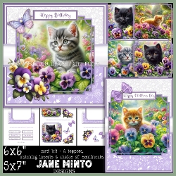PANSY KITTENS 5x7 6x6
