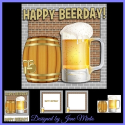 HAPPY BEERDAY! Birthday card mini kit - BEER & BARREL CARD