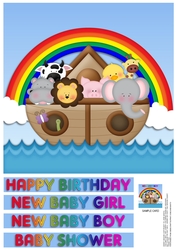 NOAHS ARK TOPPER - SENTIMENTS FOR BIRTHDAY, BABY & BABY SHOWER