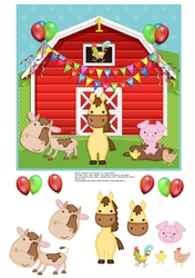 FARM ANIMALS - BIRTHDAY BARN CARD - AGE 1