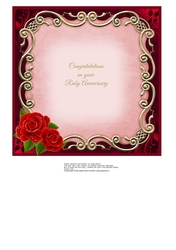 RUBY WEDDING ANNIVERSARY INSERT with roses & text