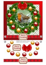 CHRISTMAS ROBIN WREATH WITH BAUBLES