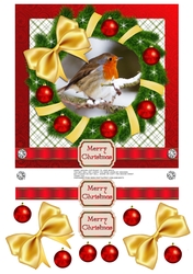 CHRISTMAS ROBIN WREATH WITH YELLOW BOW
