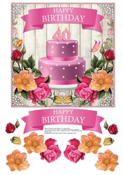 40TH BIRTHDAY CAKE & FLOWERS
