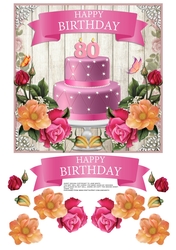 80TH BIRTHDAY CAKE & FLOWERS