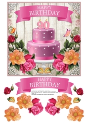 90TH BIRTHDAY CAKE & FLOWERS