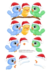 CUTE CHRISTMAS BIRDS STEP BY STEP SHEET