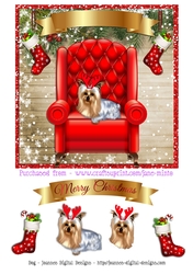 CHRISTMAS CHAIR YORKSHIRE TERRIER QUICK CARD SHEET