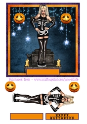 SKELETON GIRL HALLOWEEN QUICK CARD SHEET