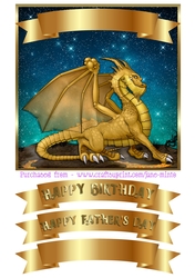 GOLD DRAGON starry background - quick card