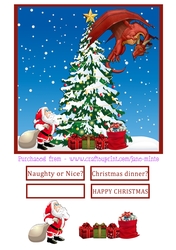 SANTA FOR DINNER? quick card sheet