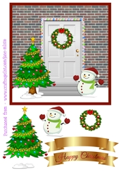 CHRISTMAS SNOWMAN DOOR SCENE quick card sheet.