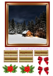 CHRISTMAS CABIN IN THE SNOW