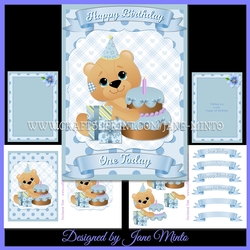 5x7 FIRST BIRTHDAY MINI KIT - BLUE
